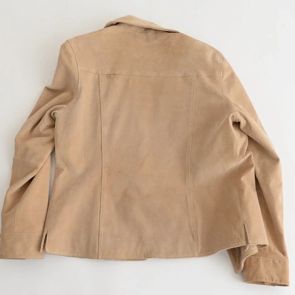 Vintage Cherokee Tan 100% Leather Suede Button Up Jacket Size Small - Picture 14 of 16